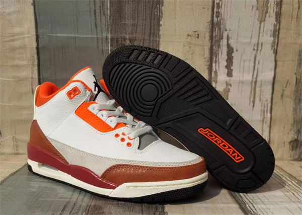 Men's Running weapon Air Jordan 3 White/Orange Shoes 073